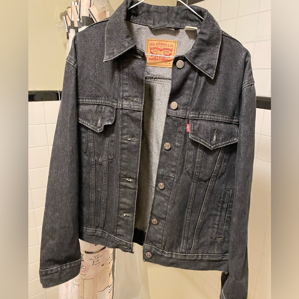 Levis black denim fringe jacket, new, never worn (no tags)